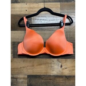Savage X Fenty Womens Neon Coral Orange Microfiber T-Shirt Bra 42D Strappy Back